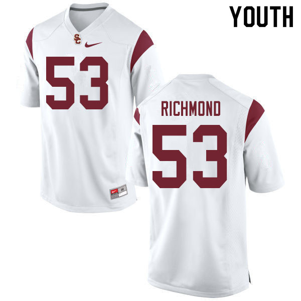 Youth #53 Drew Richmond USC Trojans College Football Jerseys Sale-White